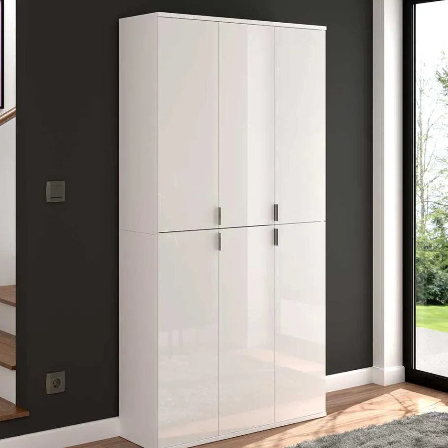 Outlet Hochglanz Kleiderschrank 6-türig - Ejulia (zweiteilig) Kleiderschränke