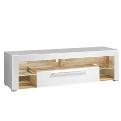 Sale Hochglanz TV Board in Weiß & Holz Antik - Wouty Tv & Hifi-Möbel|Lowboards