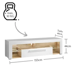 Sale Hochglanz TV Board in Weiß & Holz Antik - Wouty Tv & Hifi-Möbel|Lowboards