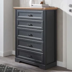 Best Hochkommode in Dunkelgrau und Eiche - Joe Highboards