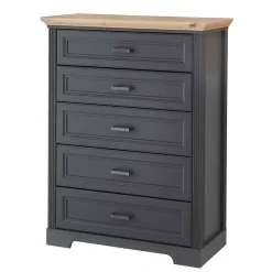 Best Hochkommode in Dunkelgrau und Eiche - Joe Highboards