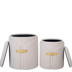 Best Hocker Duo in Cremeweiß Samtvelours - Norma (zweiteilig) Hocker
