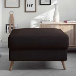 Best Hocker in Dunkelbraun und Holz Natur - Smento Hocker