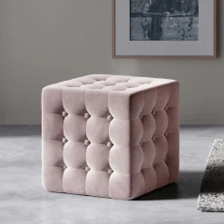 Best Hocker mit Knöpfen in Altrosa - Olina Hocker