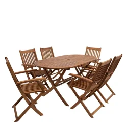 Sale Holz Gartenmöbel klappbar - Tarina (siebenteilig) Sitzgruppe