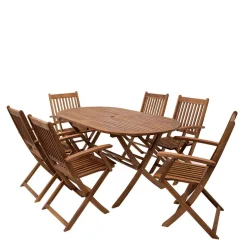 Sale Holz Gartenmöbel klappbar - Tarina (siebenteilig) Sitzgruppe