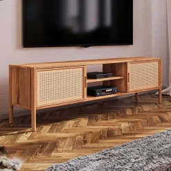 Best Holz TV Board mit Wiener Geflecht Türen - Indrya Tv & Hifi-Möbel|Lowboards