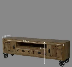 Sale Industrial Design Lowboard für TV 200 cm breit - Indri Tv & Hifi-Möbel|Lowboards