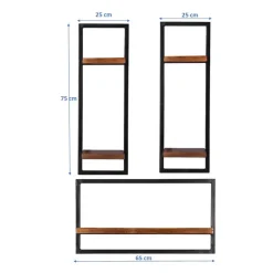 Sale Industrial Hängeboards mit Holzablagen - Mendoza (dreiteilig) Regale
