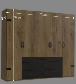 Outlet Industrial Schlafzimmerschrank mit fünf Türen - Bram Kleiderschränke|Schränke