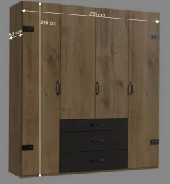 Best Industry Kleiderschrank mit 200 cm Breite - Bram Kleiderschränke|Schränke