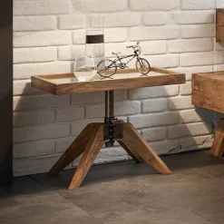 Best Industry Style Nachttisch Budelli aus Wildeiche massiv Glas Metall Kommoden