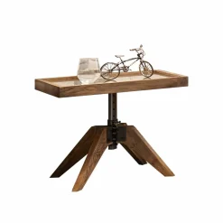 Best Industry Style Nachttisch Budelli aus Wildeiche massiv Glas Metall Kommoden