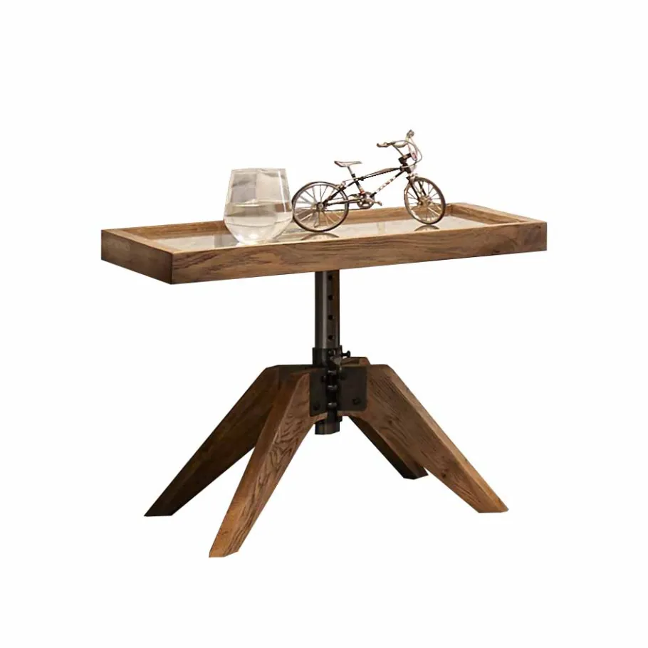 Best Industry Style Nachttisch Budelli aus Wildeiche massiv Glas Metall Kommoden