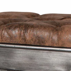 Best Industry Truhenbank aus Stahl Uladan mit Kunstleder Polster Braun Sitzbank