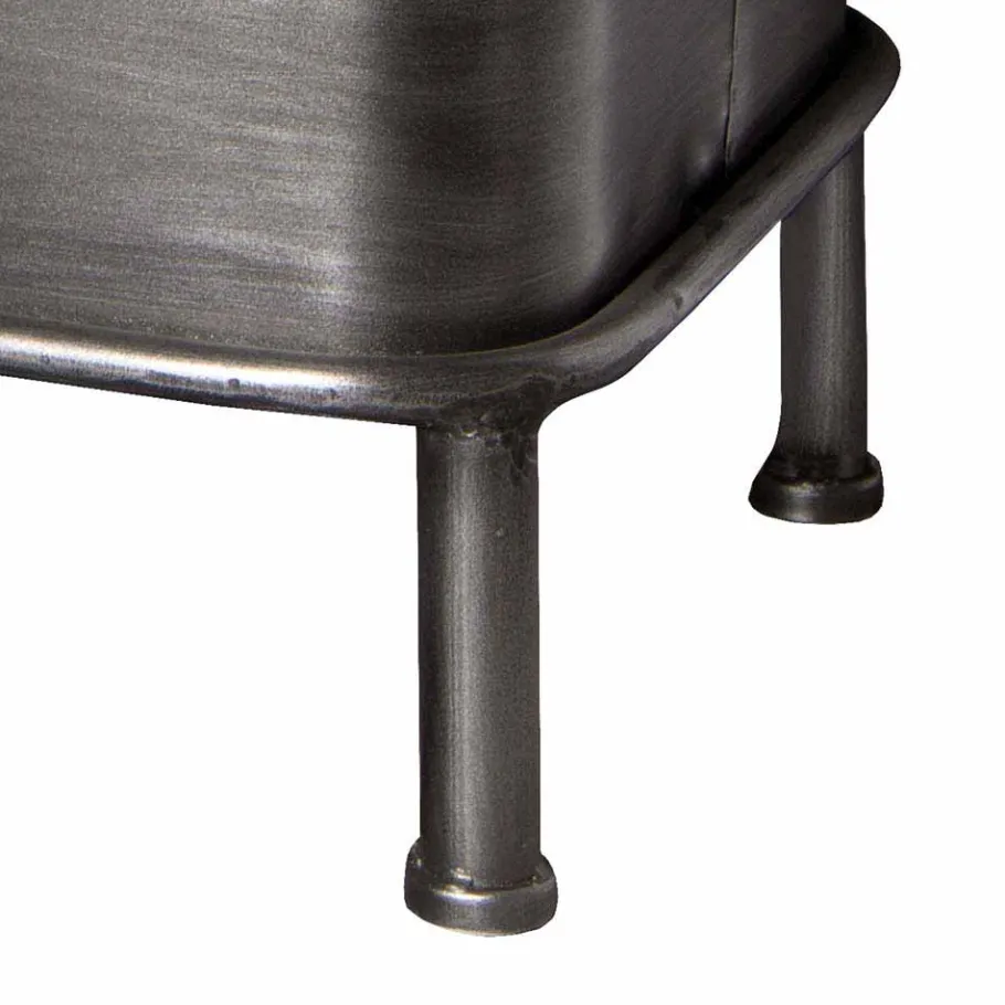 Best Industry Truhenbank aus Stahl Uladan mit Kunstleder Polster Braun Sitzbank