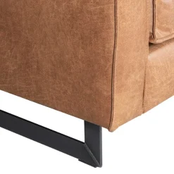 Discount Kantiger Polstersessel in Cognac Braun - Hihgrise Sessel