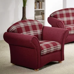 Clearance Karierter Sessel in Rot - Landhaus - Lyatea Sessel