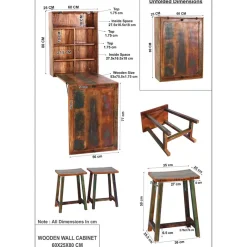 Sale Küchenbar ausklappbar im Shabby Chic - Jamaica (dreiteilig) Sitzgruppe