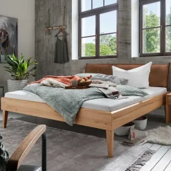 Sale Kernbuche Bettgestell mit Polster-Kopfteil - Eudrinia Betten