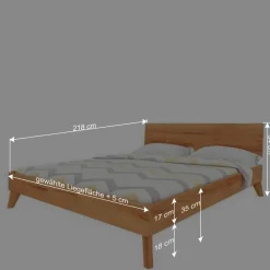 Clearance Kernbuche Holzbett in Überlänge 210 cm - Junola I Betten