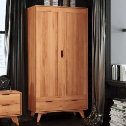 Best Kernbuche Kleiderschrank mit 2 TĂŒren - Junola KleiderschrĂ€nke|SchrĂ€nke