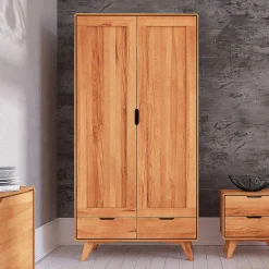 Best Kernbuche Kleiderschrank mit 2 Türen - Junola Kleiderschränke|Schränke