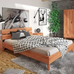 Best Kernbuche Massivholzbett mit Unterlänge 190 - Junola I Betten