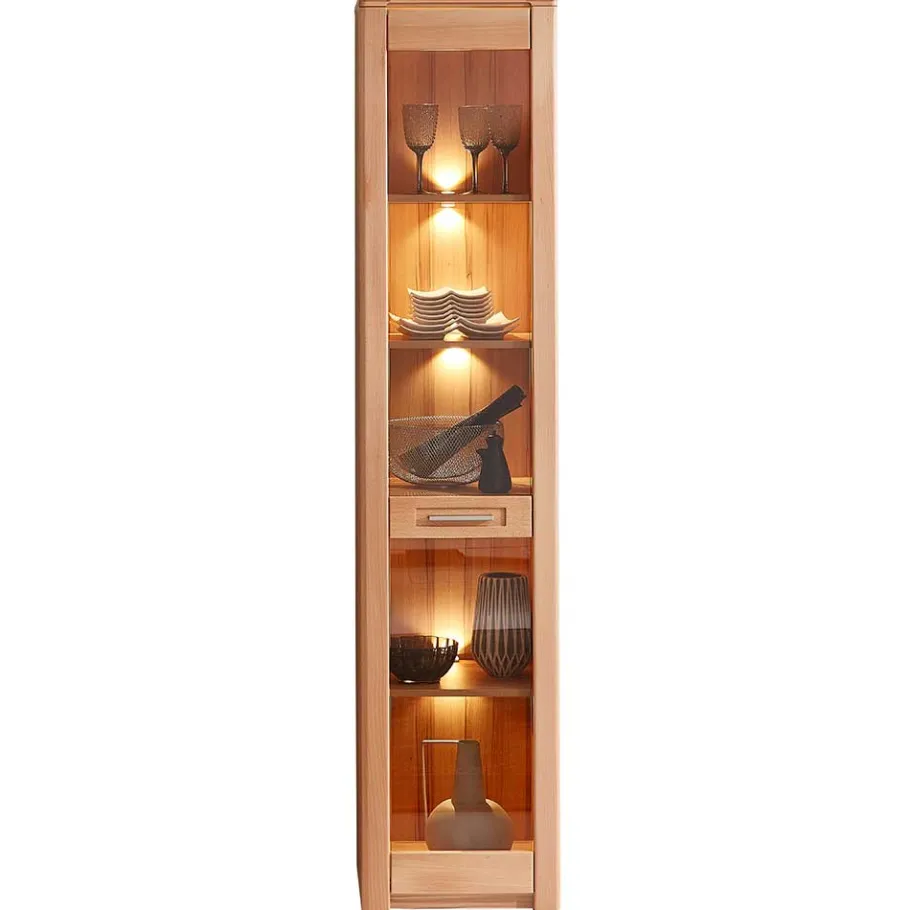 Best Kernbuche Vitrine mit einer Tür - Amyonta Vitrinen|Schränke