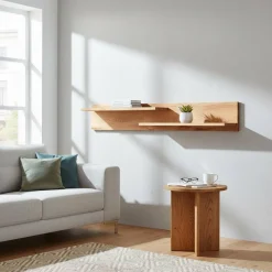 Outlet Kernbuche Wandboard Salomonia mit 2 Ablagen Regale