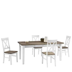 Sale Kiefer Esstischgruppe Yoan in Weiß Grau (fünfteilig) Sitzgruppe