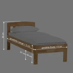 Outlet Klassisches Holzbett Seriacus mit Kopfteil halboffen Betten