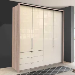 Best Kleiderschrank 200cm breit in Creme Glas - Rativian KleiderschrÀnke|SchrÀnke
