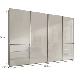 Outlet Kleiderschrank in Champagner Glasfront - Vilicita Kleiderschränke|Schränke