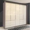 Best Kleiderschrank in Creme Glasbeschichtung - Porecca Kleiderschränke