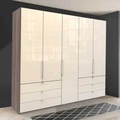 Best Kleiderschrank in Creme Glasbeschichtung - Porecca Kleiderschränke