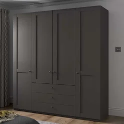 New Kleiderschrank in Dunkelgrau 4-türig - Mataram Kleiderschränke