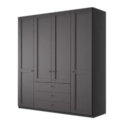 New Kleiderschrank in Dunkelgrau 4-türig - Mataram Kleiderschränke