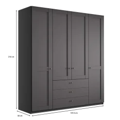 New Kleiderschrank in Dunkelgrau 4-türig - Mataram Kleiderschränke