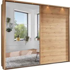 Sale Kleiderschrank in Eiche Bianco & Spiegel - Paniola Kleiderschränke