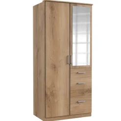 New Kleiderschrank in Plankeneiche NB mit Spiegel - Osicria Kleiderschränke