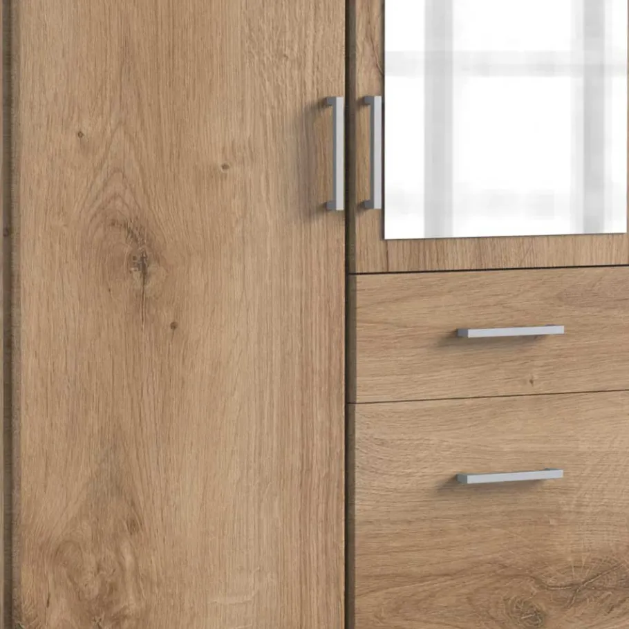 New Kleiderschrank in Plankeneiche NB mit Spiegel - Osicria Kleiderschränke