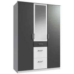 Sale Kleiderschrank in Weiß & Dunkelgrau - Vanila I Kleiderschränke|Schränke
