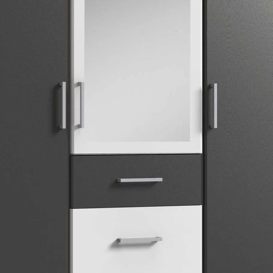 Sale Kleiderschrank in Weiß & Dunkelgrau - Vanila I Kleiderschränke|Schränke