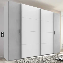 New Kleiderschrank in Weiß & Lichtgrau Beton Optik - Viganno Kleiderschränke|Schränke