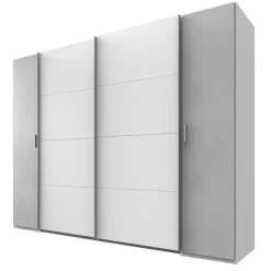 New Kleiderschrank in Weiß & Lichtgrau Beton Optik - Viganno Kleiderschränke|Schränke