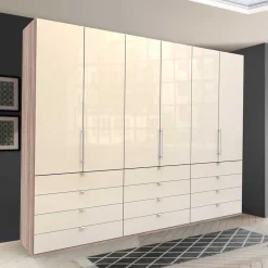 Kleiderschrank mit 12 Schubladen & 3 Falttüren - Rativian Kleiderschränke