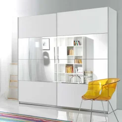 Best Kleiderschrank mit 2 SchwebetĂŒren in WeiĂ - Juleste SchrĂ€nke|KleiderschrĂ€nke