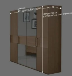 Hot Kleiderschrank mit 4 Türen in Eiche - Emdsiva Kleiderschränke|Schränke