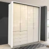 New Kleiderschrank mit Falttüren in Cremefarben Glas Front - Zidarie Kleiderschränke